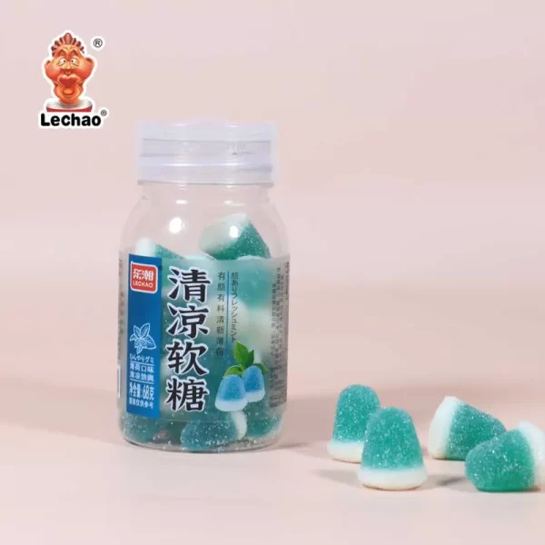Bottle Minty Blue Gummy Candy Bulk, Cool Sugar Coated Gummy-1