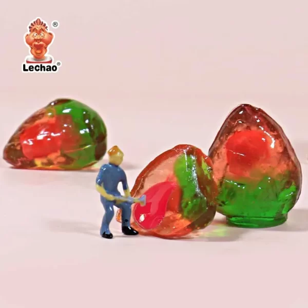LeChao Fruit Gummies Bulk, Jam Filled Gummy Strawberries-3