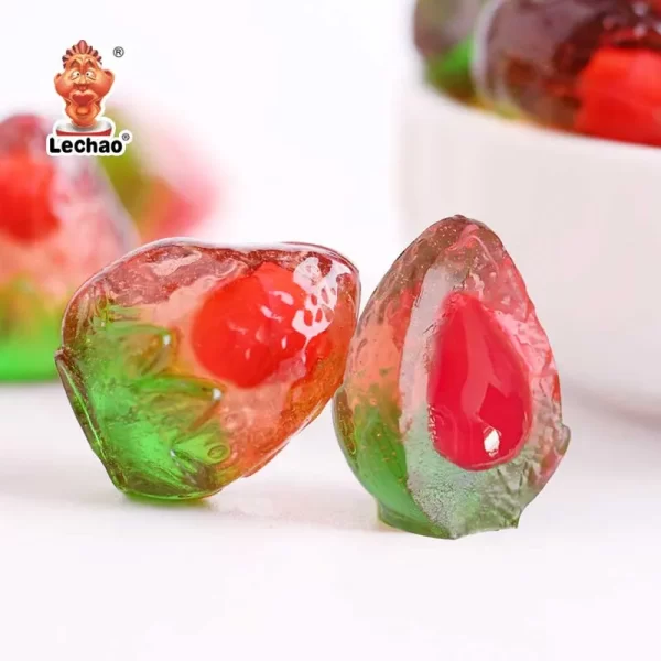 LeChao Fruit Gummies Bulk, Jam Filled Gummy Strawberries-4