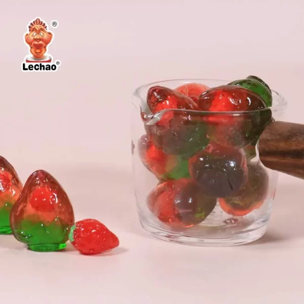LeChao Fruit Gummies Bulk, Jam Filled Gummy Strawberries-5