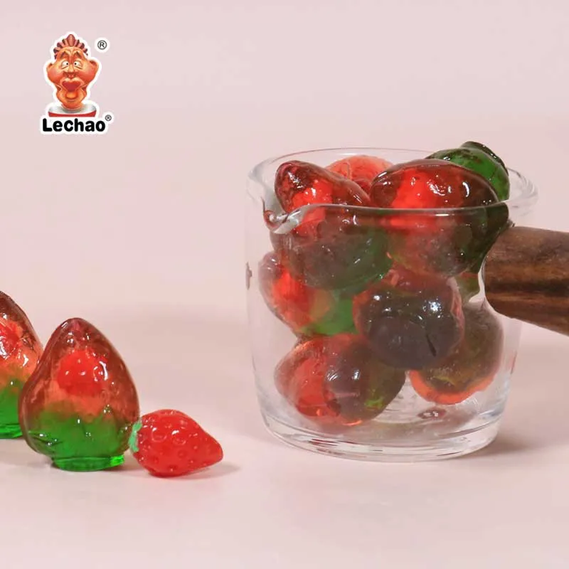 LeChao Fruit Gummies Bulk, Jam Filled Gummy Strawberries-5
