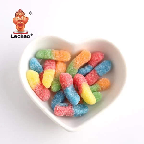 LeChao Gummy Worms Bulk, Sugar Coated Fruit Gummy Candies-2