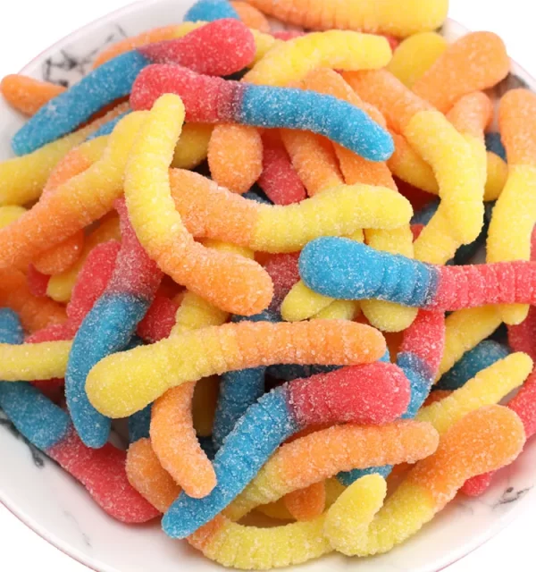 LeChao Gummy Worms Bulk, Sugar Coated Fruit Gummy Candies-6