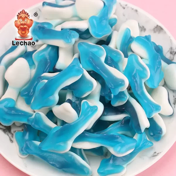 LeChao Chewy Blue Gummy Sharks Bulk, Wholesale Soft Candies-2