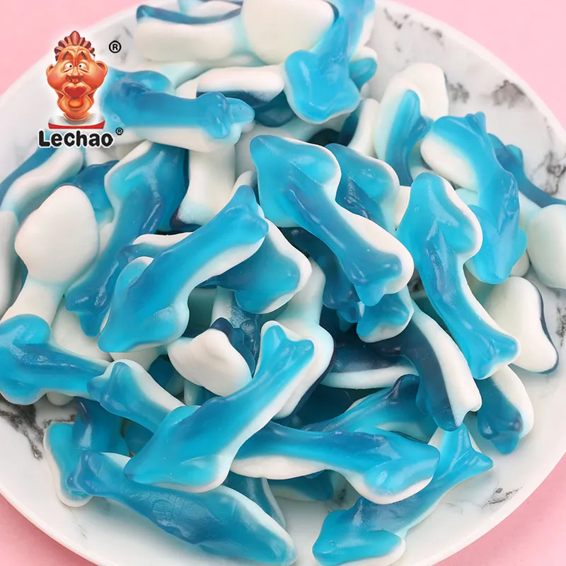 LeChao Chewy Blue Gummy Sharks Bulk, Wholesale Soft Candies-2