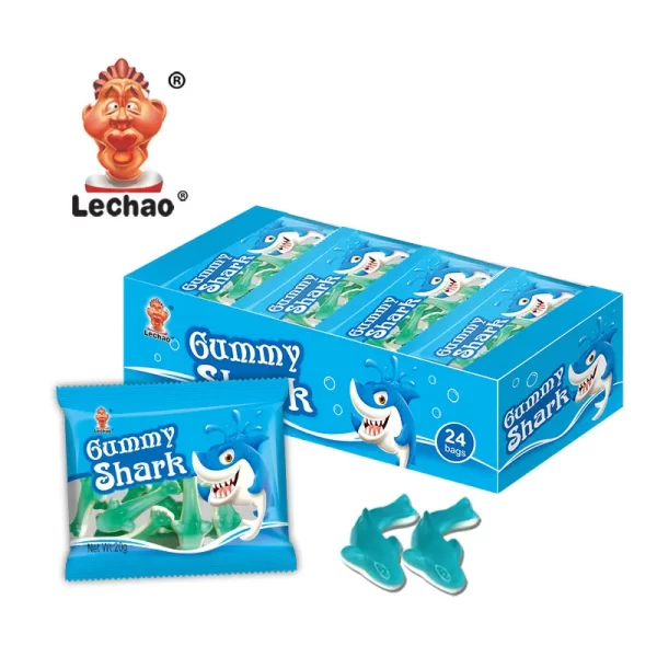 LeChao Chewy Blue Gummy Sharks Bulk, Wholesale Soft Candies-3