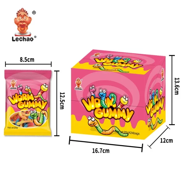 LeChao Bulk Gummy Worms, Sugar Coated Soft Candy Wholesale-2