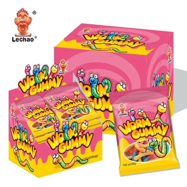 LeChao Bulk Gummy Worms, Sugar Coated Soft Candy Wholesale-4