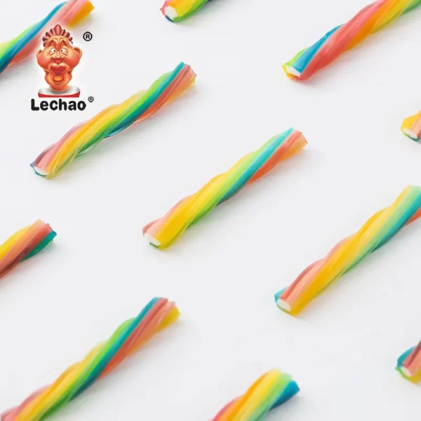 LeChao Rainbow Licorice Bulk, Soft-Filled Twists Candies-4