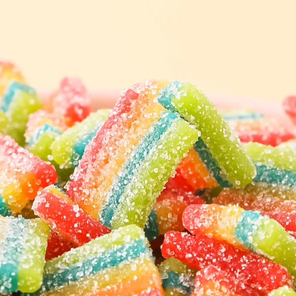 LeChao Rainbow Sour Belts Candy Wholesale, Bite Size Candies-1
