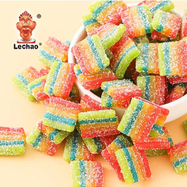LeChao Rainbow Sour Belts Candy Wholesale, Bite Size Candies-3