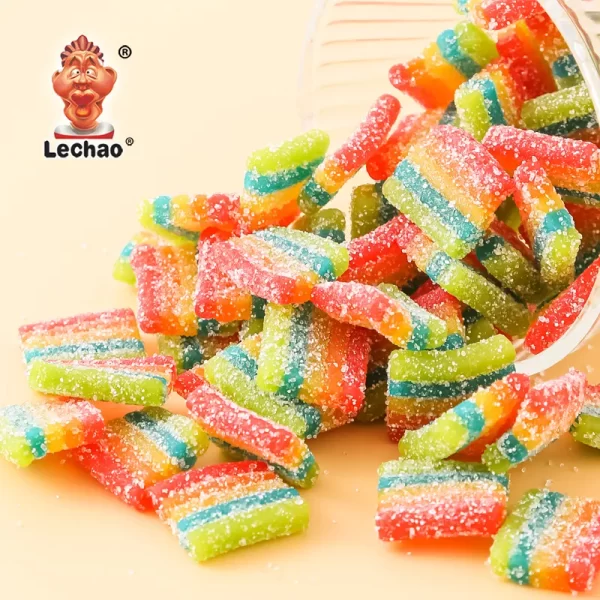 LeChao Rainbow Sour Belts Candy Wholesale, Bite Size Candies-5
