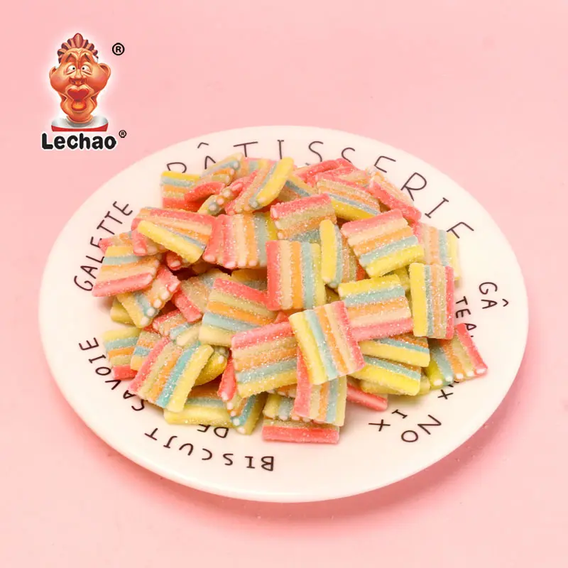 Center-Filled Bulk Bite Size Candy, Rainbow Sour Belt Bites-1