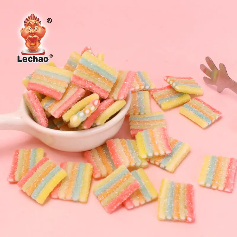 Center-Filled Bulk Bite Size Candy, Rainbow Sour Belt Bites-2