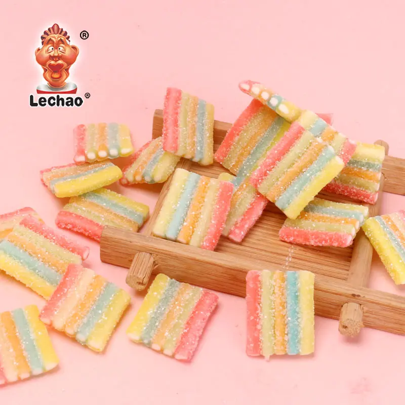 Center-Filled Bulk Bite Size Candy, Rainbow Sour Belt Bites-3