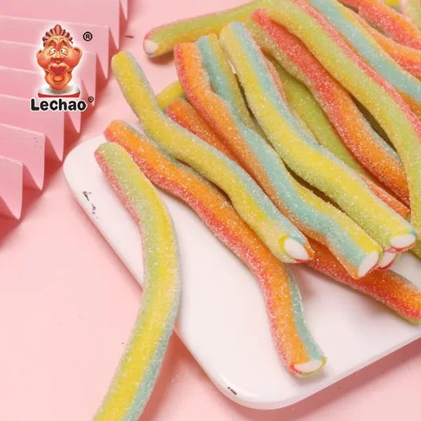Center-Filled Licorice Ropes Wholesale, Rainbow Sour Strips-2