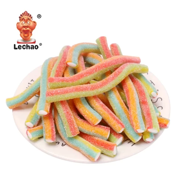 Center-Filled Licorice Ropes Wholesale, Rainbow Sour Strips-4