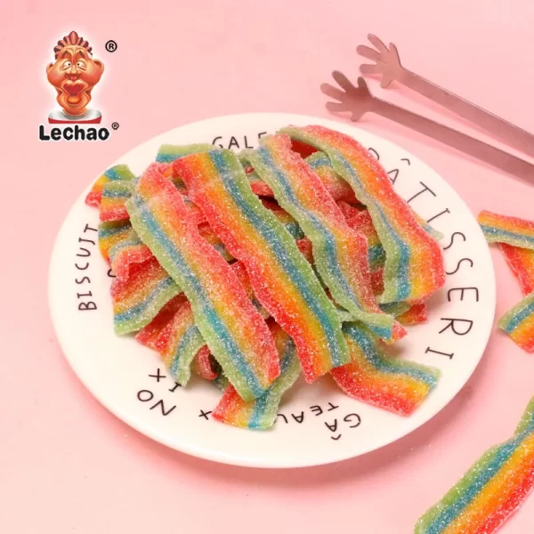 LeChao Sour Power Belts Bulk, Rainbow Strips Wholesale-1