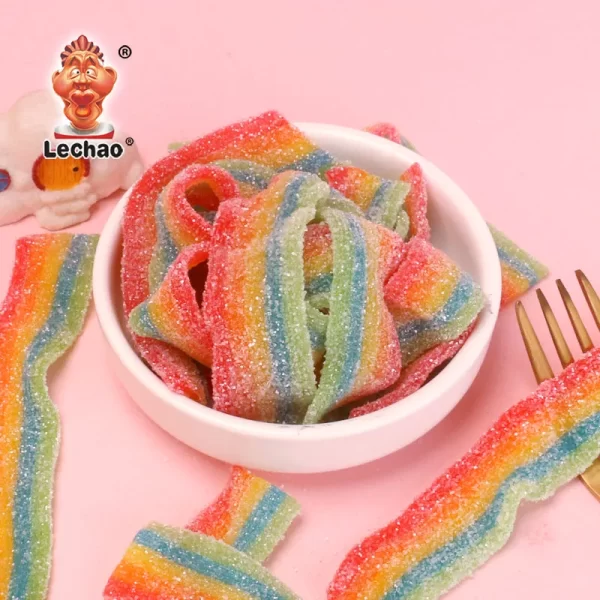 LeChao Sour Power Belts Bulk, Rainbow Strips Wholesale-3