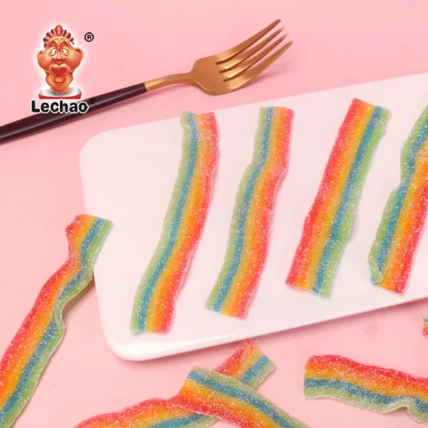 LeChao Sour Power Belts Bulk, Rainbow Strips Wholesale-4