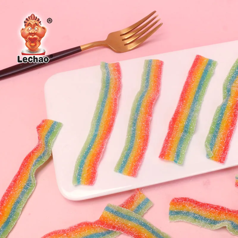 LeChao Sour Power Belts Bulk, Rainbow Strips Wholesale-4