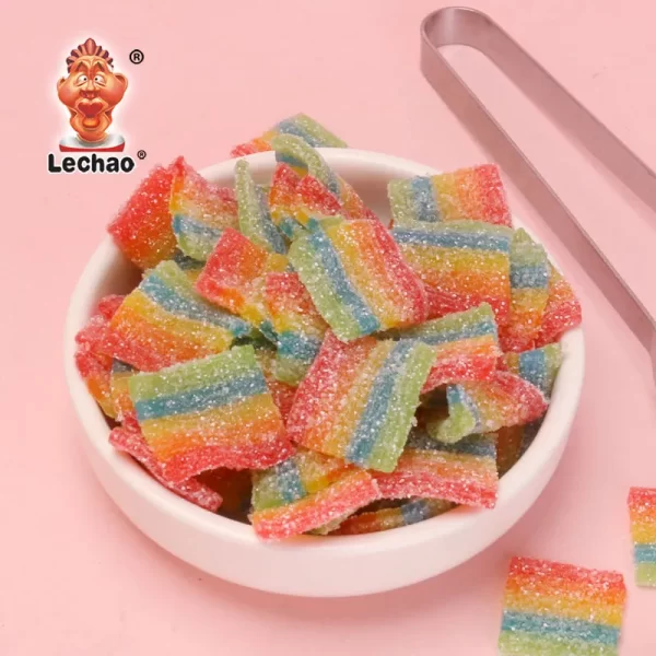 LeChao Wholesale Rainbow Gummies, Bulk Pack Sour Belt Bites-3