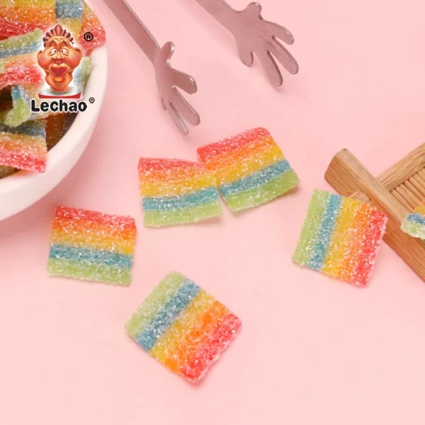 LeChao Wholesale Rainbow Gummies, Bulk Pack Sour Belt Bites-4