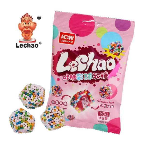 LeChao Rainbow Crunchy Gummy Candy Wholesale 80g Pack-1