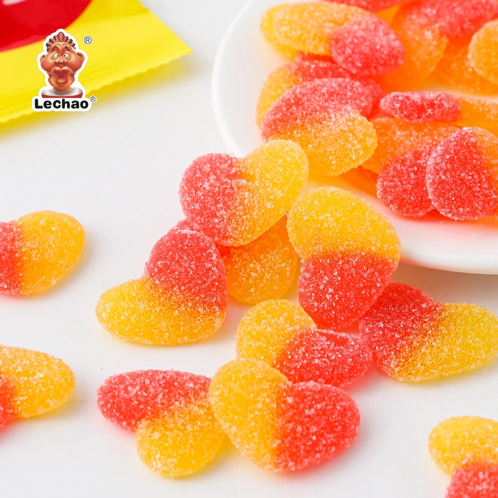 Two-Tone Gummy Hearts in Bulk, Sour Peach Soft Candies-3