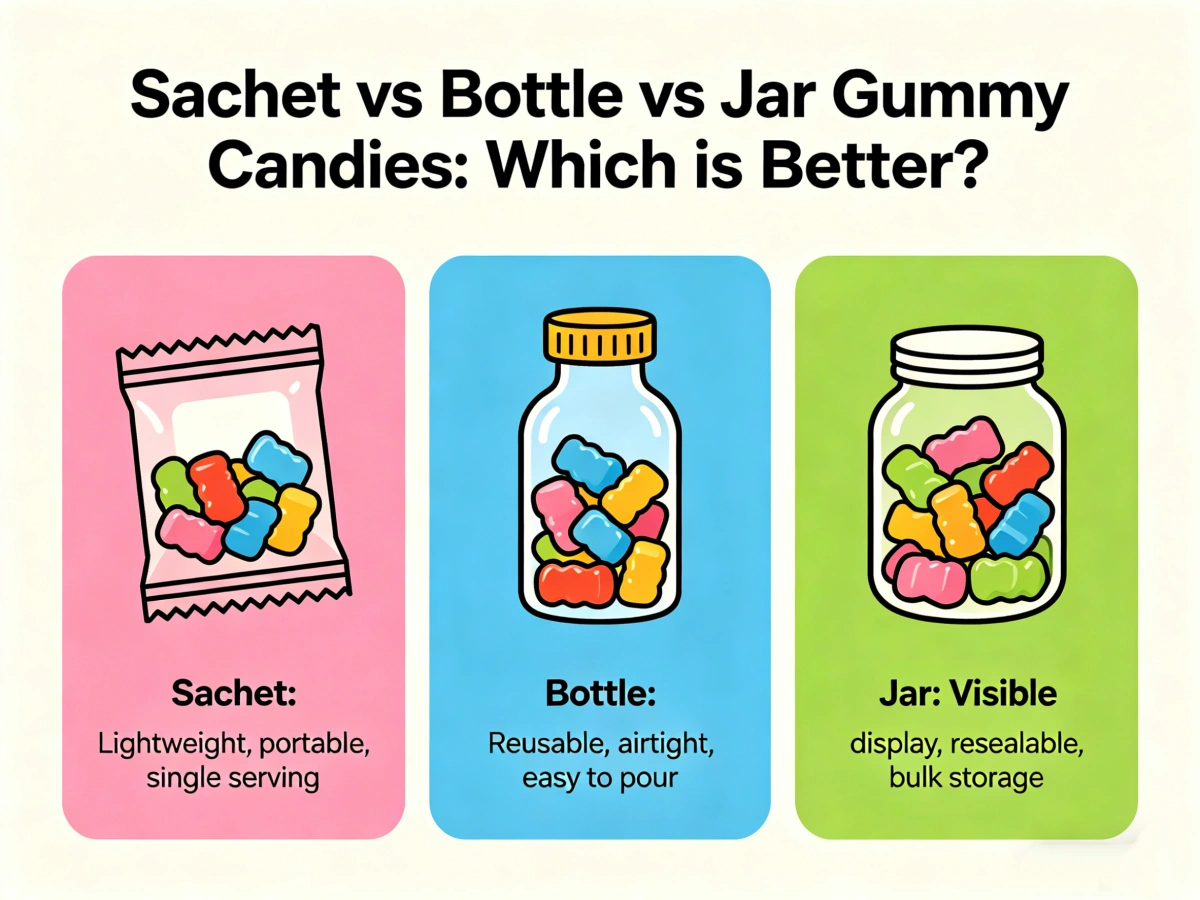 Sachet vs Bottle vs Jar Gummy Candies, Which is Better